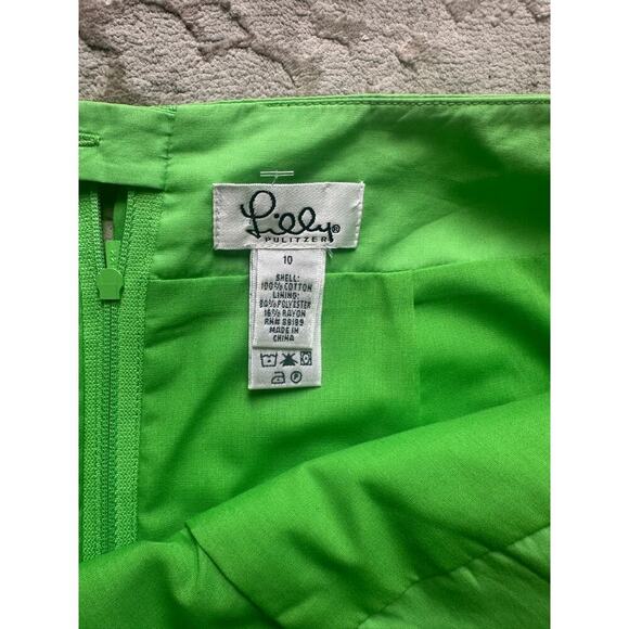 Vintage Lilly Pulitzer Skirt Women’s Size 10 Green Pink Trim Cotton Mini Preppy - Picture 7 of 7